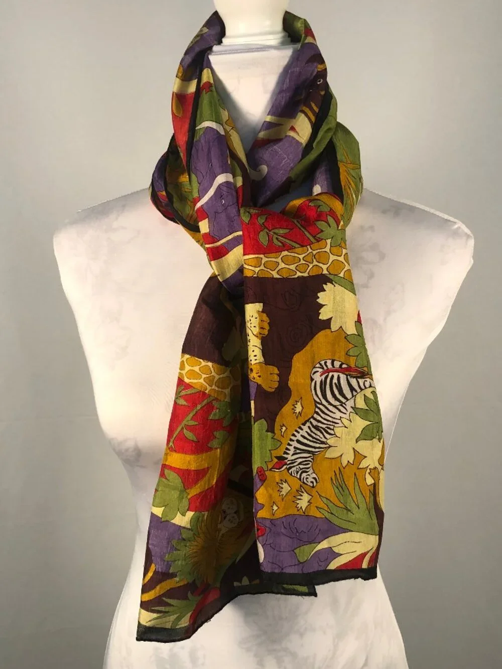 Vintage Safari Animal Print Scarf 69 x 11 1/4 | Resort Glamour